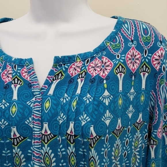 Kim Rogers Pleated Blue Top Size Petite PXL - Picture 3 of 5